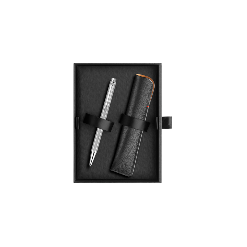 Juego de bolígrafo y estuche de piel ECRIDOR™ ZEN Platinum