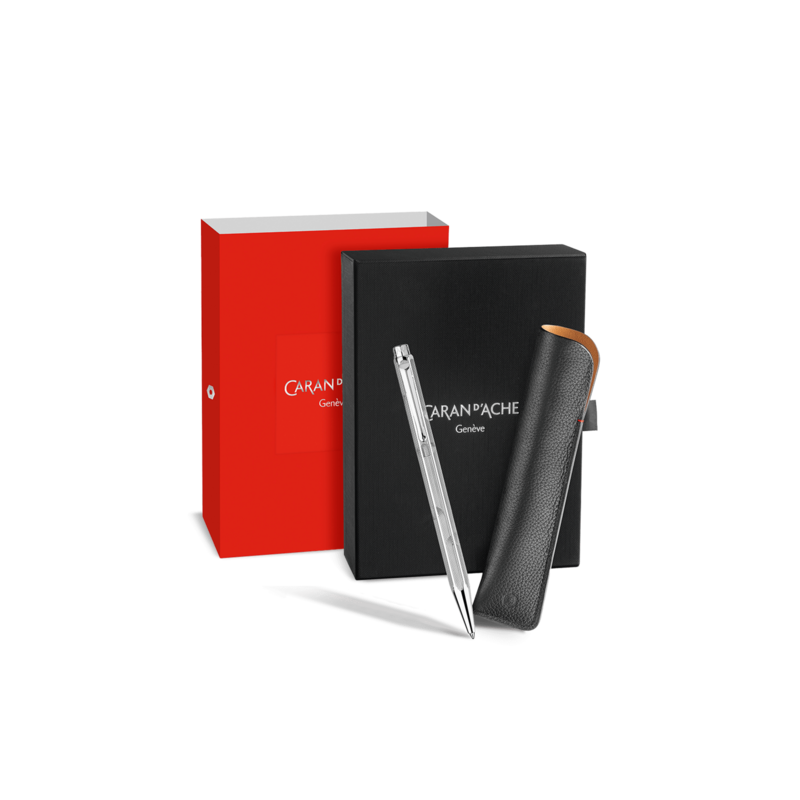 Juego de bolígrafo y estuche de piel ECRIDOR™ ZEN Platinum